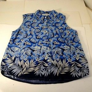 Vintage Units Women Sleeveless Blouse Top Shirt Size XL Rayon Single Stitch